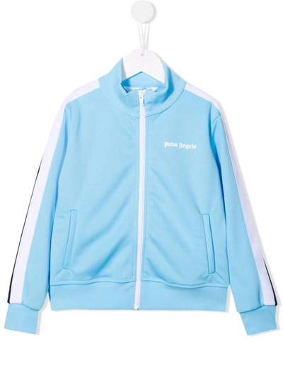 Shop Palm Angels Kids Light Blue Track Jacket