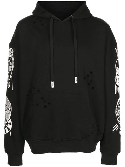 Shop Haculla Graphic-print Distressed Hoodie In Schwarz