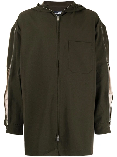 Shop Jacquemus Zip-detail Hooded Jacket In Grün