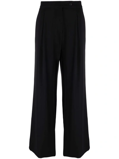 Shop Emporio Armani High-waist Wide-leg Trousers In Schwarz