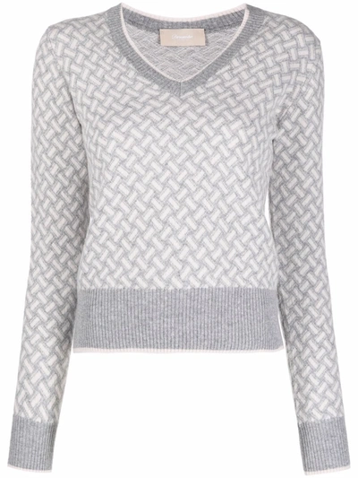 Shop Drumohr Intarsia-knit Cashmere Jumper In Grau
