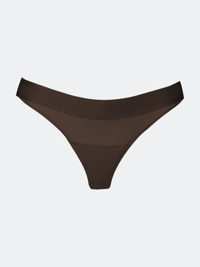 Jiv Athletics Cameltoe Proof Low Rise Thong In Brown