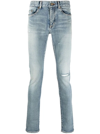 Shop Saint Laurent Skinny Five Pocket Low Jeans Santa Monica Blue