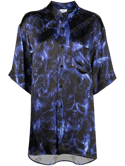 Shop Vetements Fluid Skulls Short-sleeve Shirt In Blue