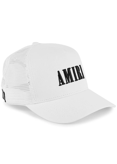 Shop Amiri White Logo Cotton Trucker Cap In White And Black