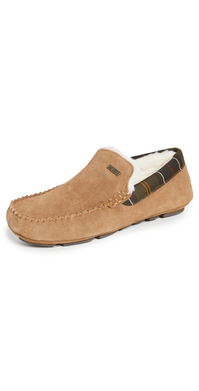 Barbour Men's Monty Faux-shearling Moc-toe Slippers In Camel