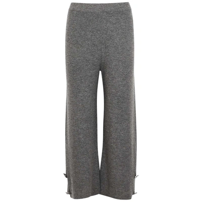 Shop Izaak Azanei Grey Embellished Wool-blend Trousers
