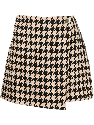 Shop Alice And Olivia Houndstooth Wrap Skirt In Braun