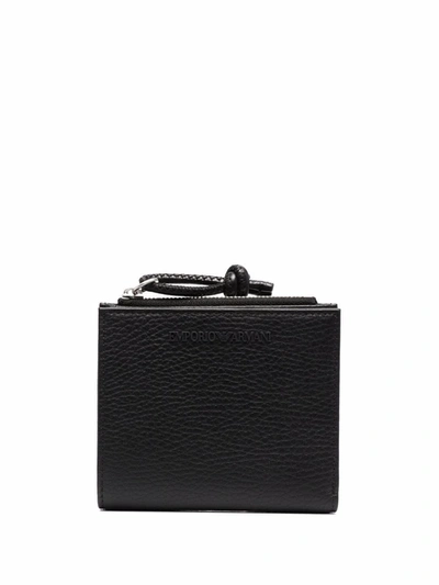 Shop Emporio Armani Pebbled-effect Leather Wallet In 黑色