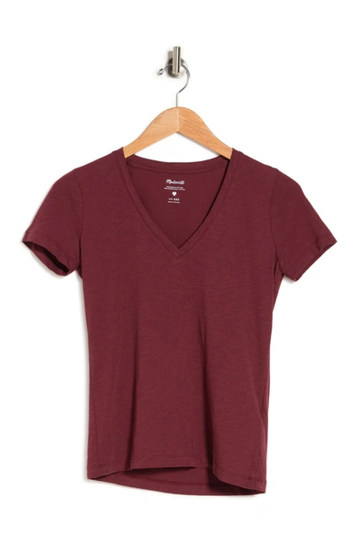 Shop Madewell V-neck Short Sleeve T-shirt In Dusty Burgundy