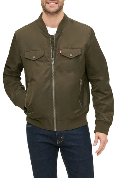 Levi's Men's Diamond Quilted Bomber Jacket In Olive