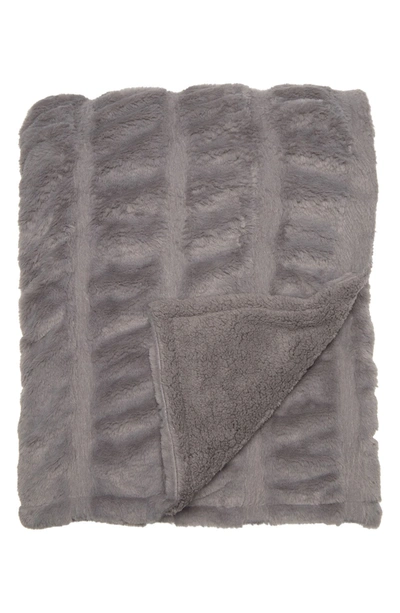 Shop Nordstrom Pintuck Faux Fur Oversize Throw Blanket In Grey Frost