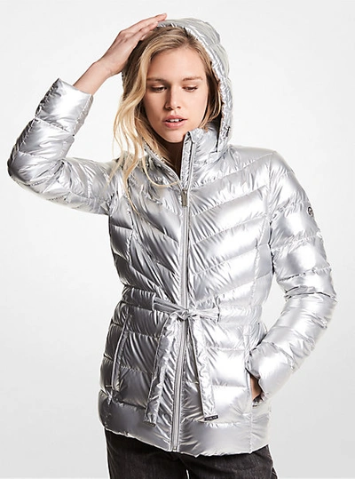 Michael Kors Quilted Nylon Packable Puffer Jacket In Silver | ModeSens