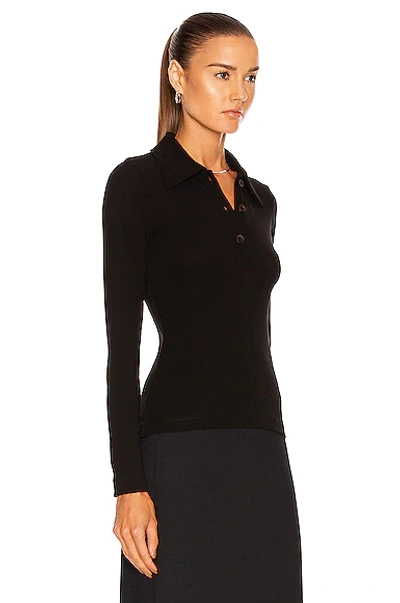 Shop Rosetta Getty Long Sleeve Polo T-shirt In Black