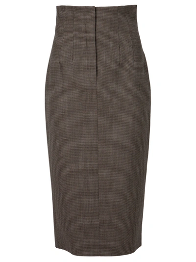 Shop Fendi Wool High-waisted Pencil Skirt Grey