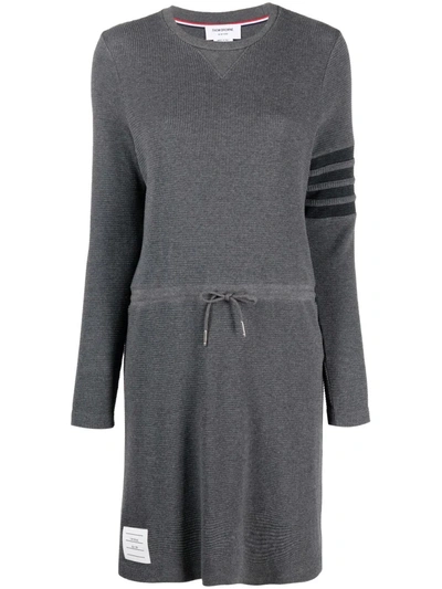 Shop Thom Browne Waffle-knit Knee-length Dress In Grey