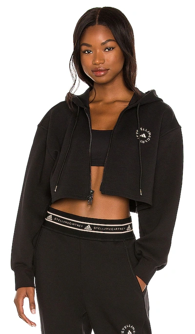 Shop Adidas By Stella Mccartney Asmc Sc Cropped Hoodie In Black