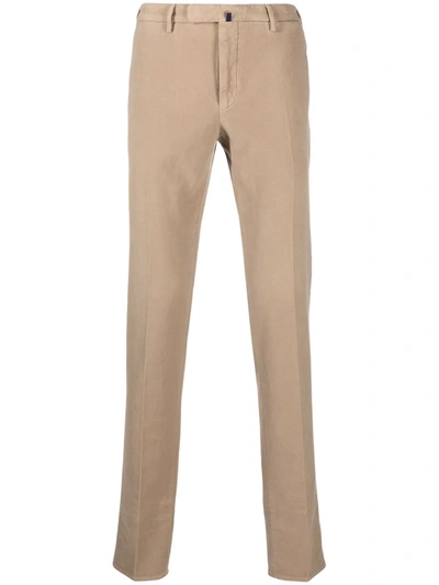 Shop Incotex Slim-fit Cotton Trousers In Neutrals