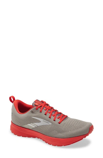 Shop Brooks Revel 5 Hybrid Running Shoe In Grey/ Red