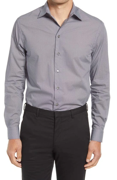 Shop Emporio Armani Microdot Cotton Button-up Shirt In Purple