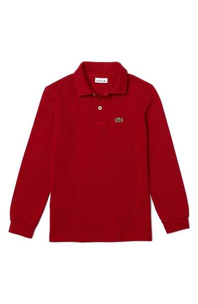Shop Lacoste Solid Long Sleeve Polo In Ladybird