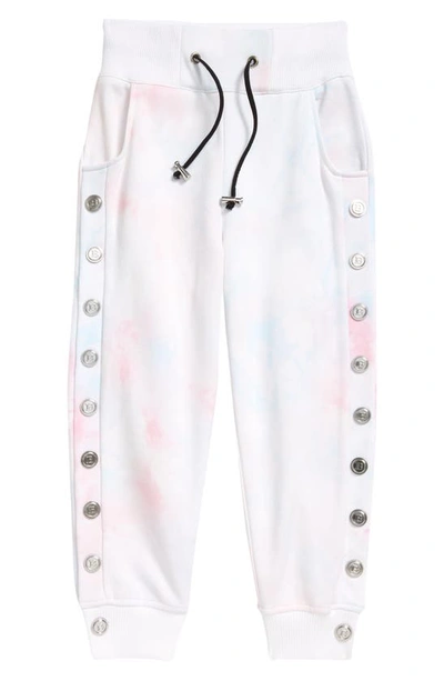 Shop Balmain Kids' Side Snap Tie Dye Sweatpants In White Multi