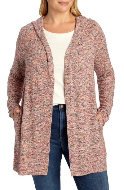 Shop Adyson Parker Jacquard Hooded Tie Front Cardigan In Cayenne Powder Combo