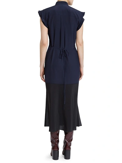 Shop Chloé Two-tone Silk Shirtdress In Blue Black