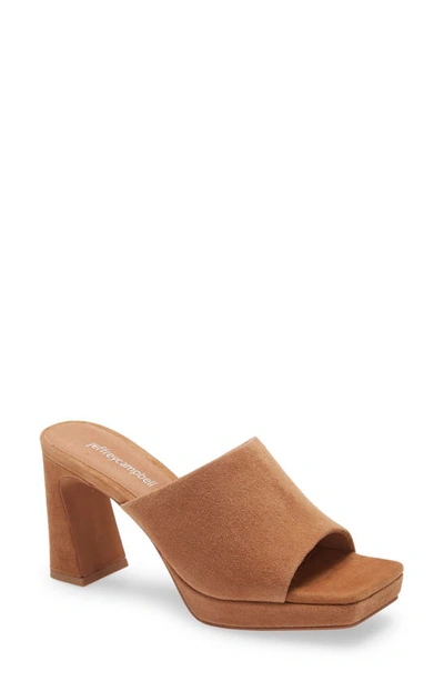 Shop Jeffrey Campbell Caviar Platform Slide Sandal In Dusty Tan Suede