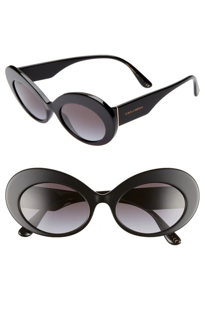 Shop Dolce & Gabbana 55mm Gradient Oval Sunglasses In Black/ Black Gradient