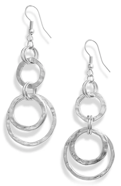 Shop Karine Sultan Hoop Drop Earrings In Silver