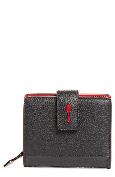 Shop Christian Louboutin Mini Paloma Calfskin Leather Wallet In Black/ Black