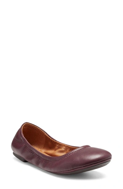 Shop Lucky Brand 'emmie' Flat In Deep Mahogany Leather