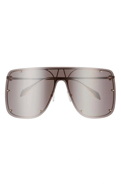 Shop Alexander Mcqueen 99mm Shield Sunglasses In Gold/ Grey
