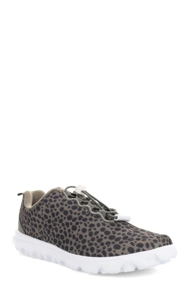 Shop Propét Travelactiv Safari Sneaker In Charcoal Cheetah Fabric