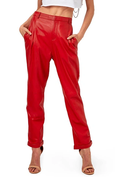 Shop As By Df Denise Recycled Leather Blend Trousers In Coco Red