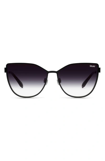 Shop Quay 55mm In Pursuit Cat Eye Sunglasses In Black / Smoke Fade Lens