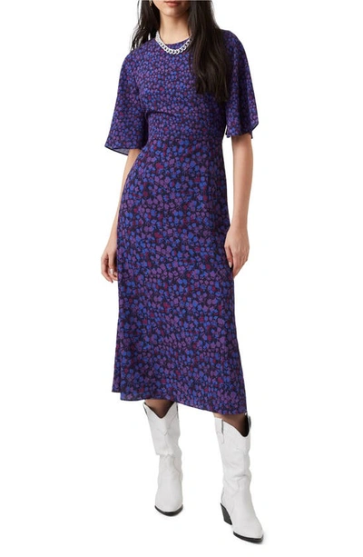 Shop French Connection Bethany Verona Crepe Midi Dress In Dazzling Blue Multi