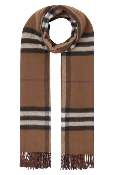 Shop Burberry Giant Check Cashmere Scarf In Birch Brown/ Cherry