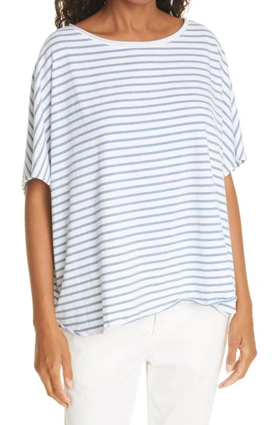 Shop Frank & Eileen Capelet Cotton T-shirt In White And Indigo Stripe