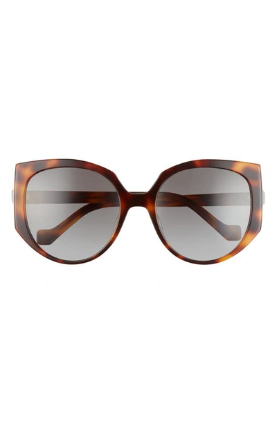 Shop Loewe 57mm Oversize Cat Eye Sunglasses In Blonde Havana / Gradient Smoke