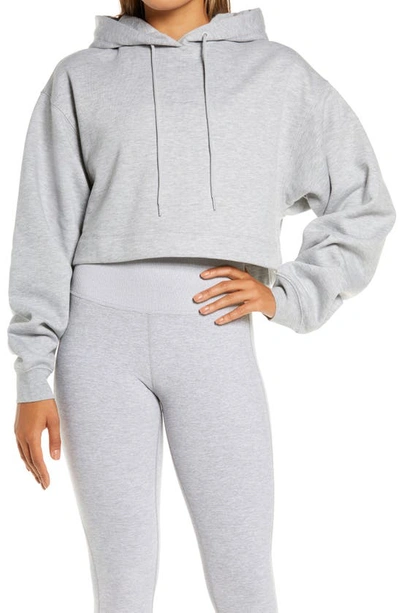 Shop Alo Yoga Bae Crop Hoodie In Athletic Heather Grey