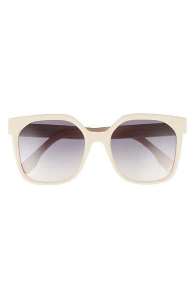 Shop Fendi 55mm Gradient Geometric Sunglasses In Shiny Beige / Gradient Blue