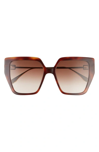 Shop Fendi 55mm Butterfly Sunglasses In Blonde Havana / Gradient Brown