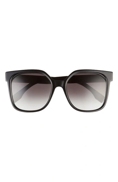 Shop Fendi 55mm Gradient Geometric Sunglasses In Shiny Black / Gradient Smoke