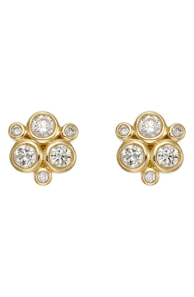 Shop Temple St Clair Diamond Stud Earrings In Yellow Gold