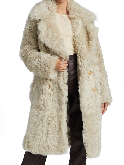 Shop Michael Kors Long Lamb Coat In Ivory