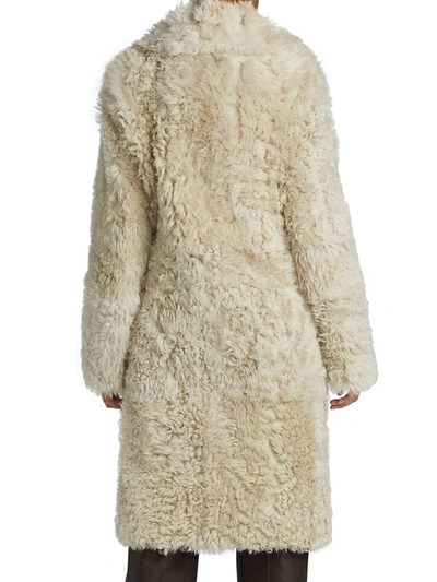 Shop Michael Kors Long Lamb Coat In Ivory