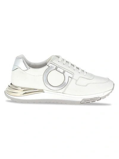 Salvatore Ferragamo Brooklyn Leather Sneakers In White | ModeSens