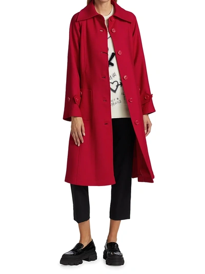 Dolce & Gabbana Belted Single-breasted Wool Coat In Red | ModeSens